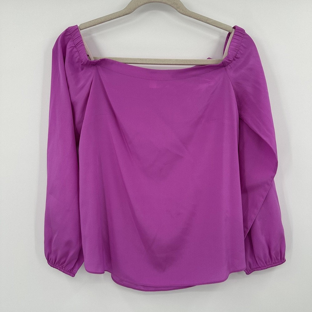 Lilly Pulitzer Shirt‎ Womens XS Magenta Silk Blend Off Shoulder Long Sleeve Top